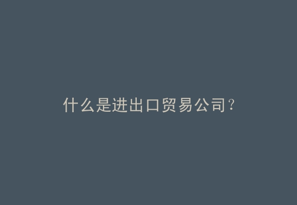 什么是进出口贸易公司？