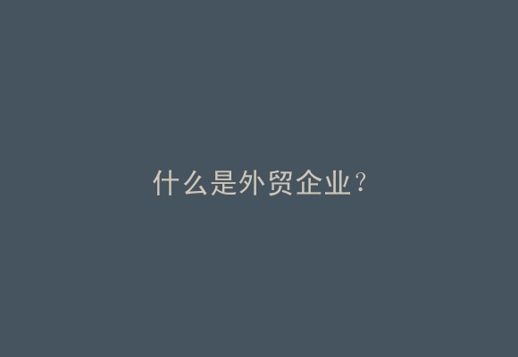 什么是外贸企业？