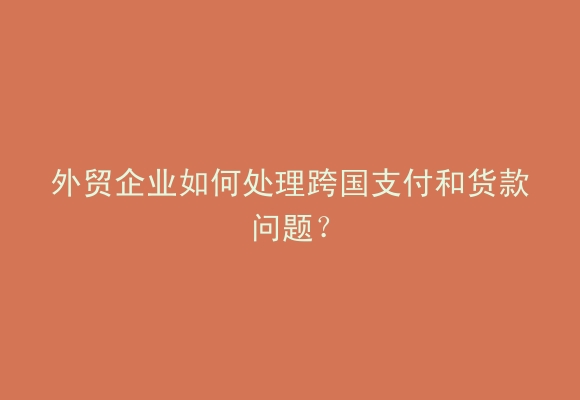 外贸企业如何处理跨国支付和货款问题？