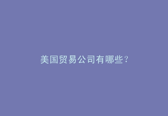 美国贸易公司有哪些？