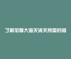 了解加拿大海关清关所需时间