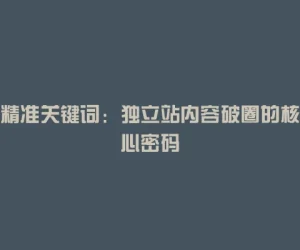精准关键词：独立站内容破圈的核心密码