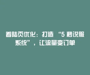 着陆页优化：打造 “5 秒说服系统”，让流量变订单