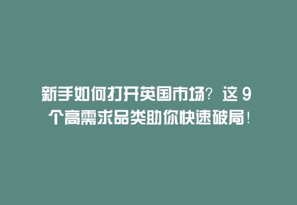 新手如何打开英国市场?这 9 个高需求品类助你快速破局!