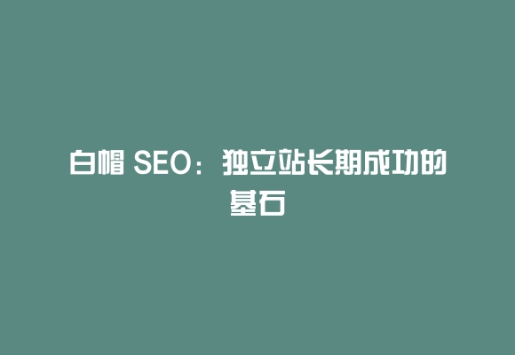 白帽 seo：独立站长期成功的基石