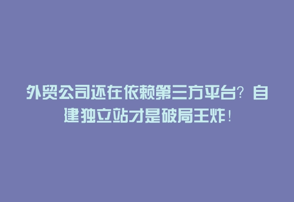 外贸公司还在依赖第三方平台？自建独立站才是破局王炸！