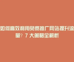如何高效利用免费推广网站提升流量？7 大策略全解析