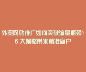 外贸网站推广如何突破流量瓶颈？6 大策略带来精准客户