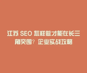江苏 SEO 怎样做才能在长三角突围？企业实战攻略