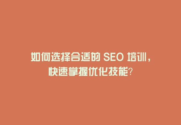 如何选择合适的 seo 培训，快速掌握优化技能？