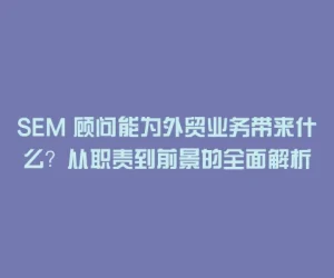 SEM 顾问能为外贸业务带来什么？从职责到前景的全面解析
