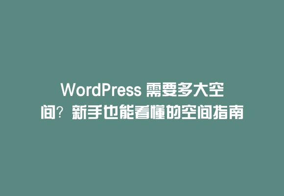 Wordpress 需要多大空间?新手也能看懂的空间指南