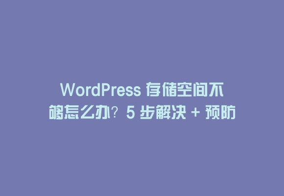 Wordpress 存储空间不够怎么办?5 步解决 + 预防指南
