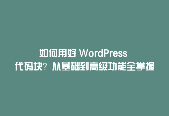 如何用好 wordpress 代码块？从基础到高级功能全掌握