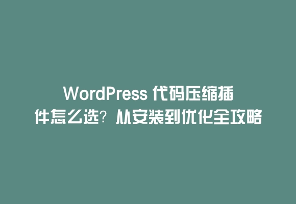 Wordpress 代码压缩插件怎么选？从安装到优化全攻略