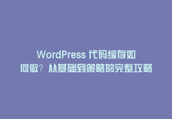 Wordpress 代码缓存如何做?从基础到策略的完整攻略