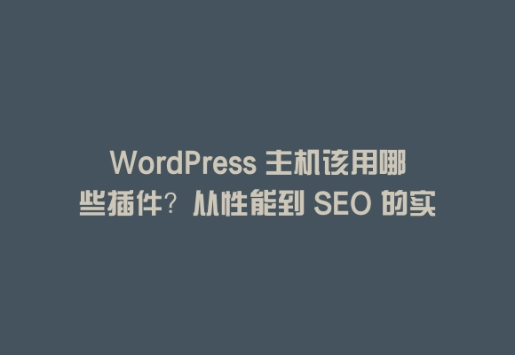 Wordpress 主机该用哪些插件？从性能到 seo 的实用推荐