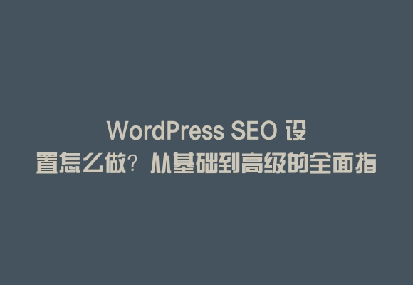 Wordpress seo 设置怎么做？从基础到高级的全面指南