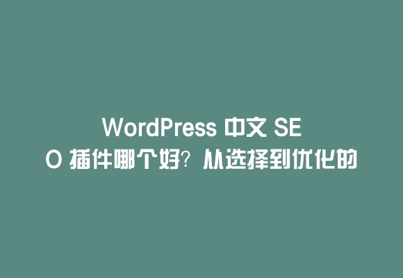 Wordpress 中文 seo 插件哪个好？从选择到优化的实用指南