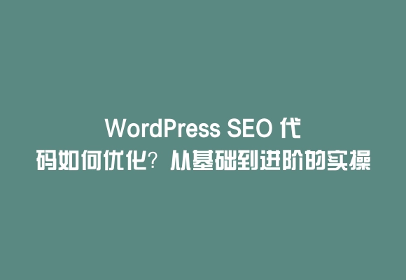 Wordpress seo 代码如何优化？从基础到进阶的实操指南