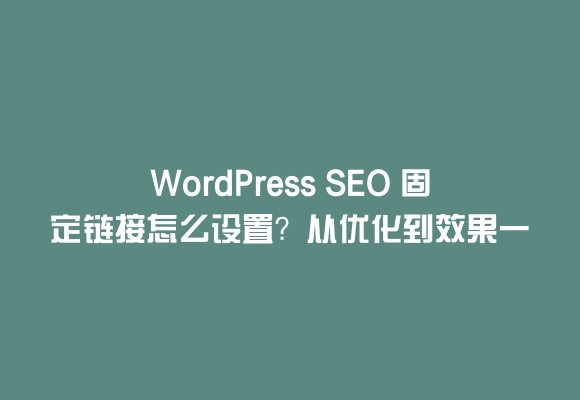 Wordpress seo 固定链接怎么设置？从优化到效果一篇讲透