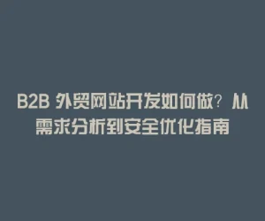 B2B 外贸网站开发如何做？从需求分析到安全优化指南