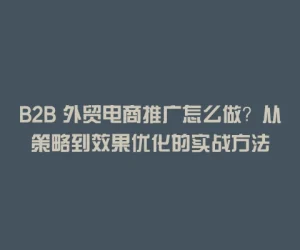 B2B 外贸电商推广怎么做？从策略到效果优化的实战方法