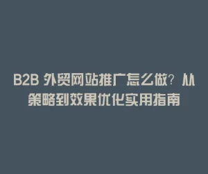 B2B 外贸网站推广怎么做？从策略到效果优化实用指南