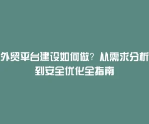 外贸平台建设如何做？从需求分析到安全优化全指南