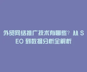 外贸网络推广技术有哪些？从 SEO 到数据分析全解析