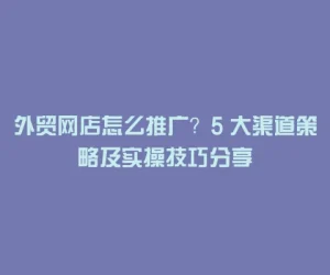 外贸网店怎么推广？5 大渠道策略及实操技巧分享