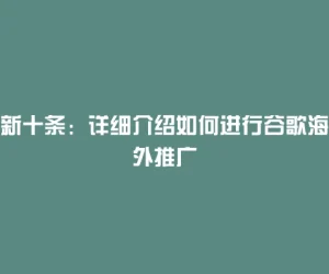 新十条：详细介绍如何进行谷歌海外推广