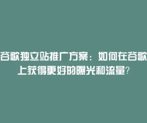 谷歌独立站推广方案：如何在谷歌上获得更好的曝光和流量？