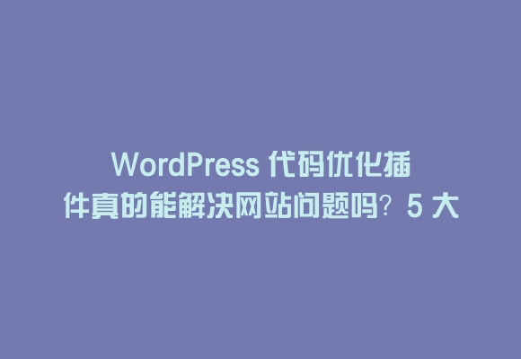 WordPress 代码优化插件真的能解决网站问题吗？5 大核心价值告诉你答案
