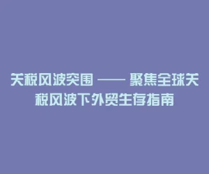 关税风波突围 —— 聚焦全球关税风波下外贸生存指南