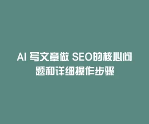 AI 写文章做 SEO的核心问题和详细操作步骤