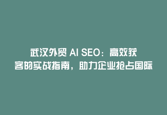 武汉外贸 AI SEO:高效获客的实战指南,助力企业抢占国际市场