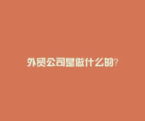 外贸公司是做什么的？