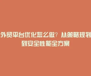 外贸平台优化怎么做？从策略规划到安全性能全方案