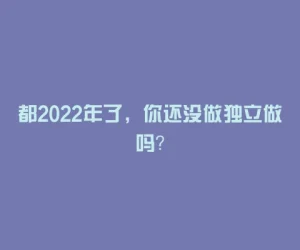 都2022年了，你还没做独立做吗？