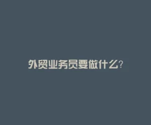外贸业务员要做什么？