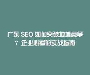 广东 SEO 如何突破地域竞争？企业必看的实战指南