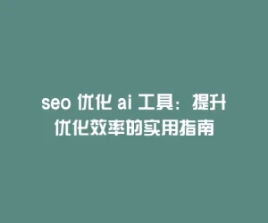 seo 优化 ai 工具：提升优化效率的实用指南