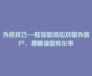 外贸技巧–教你如何应对国外客户，提高询盘转化率