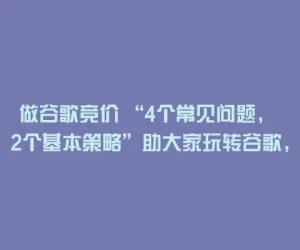 做谷歌竞价 “4个常见问题， 2个基本策略”助大家玩转谷歌，推广无忧！