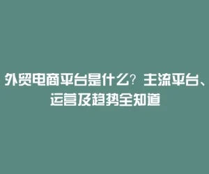 外贸电商平台是什么？主流平台、运营及趋势全知道