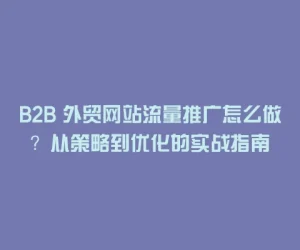B2B 外贸网站流量推广怎么做？从策略到优化的实战指南