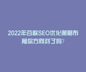 2022年谷歌SEO优化策略布局你方向对了吗？