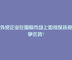 外贸企业在国际市场上如何保持竞争优势？