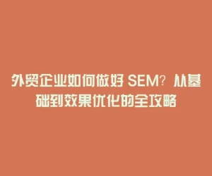 外贸企业如何做好 SEM？从基础到效果优化的全攻略